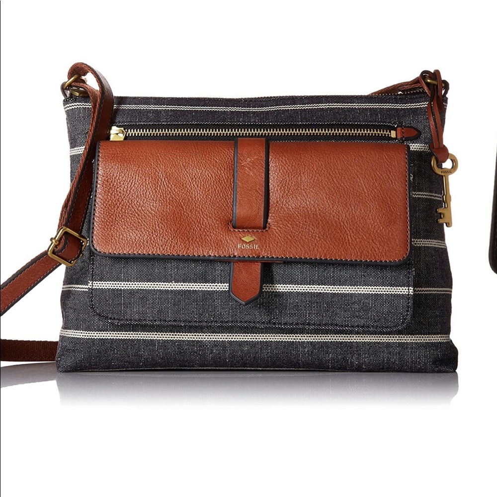 Fossil Kinley Leather/Fabric Crossbody Handbag